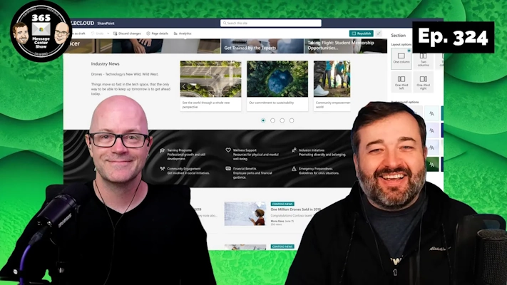SharePoint Section backgrounds images and new feedback options | Ep 324