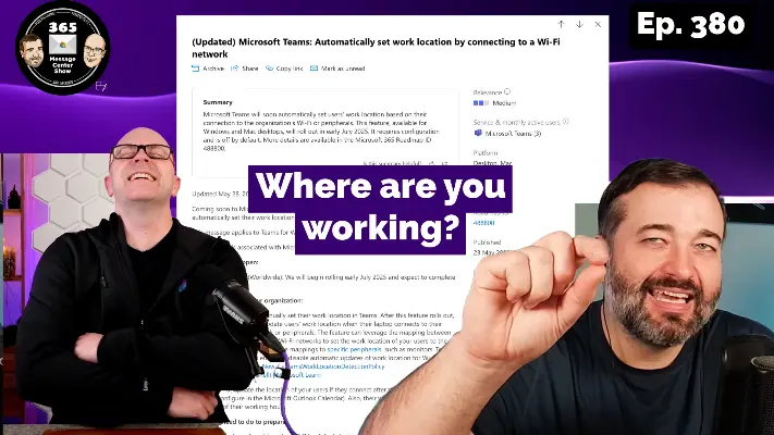 Teams Work location set automatically. Review Copilot agent activity | 380